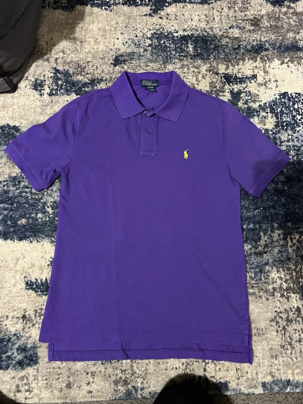 Size Mens XS(Youth L)-VTG Polo Ralph Lauren Purple Lime Green Joker Cotton Shirt